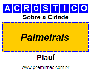 Acróstico Para Imprimir Sobre a Cidade Palmeirais