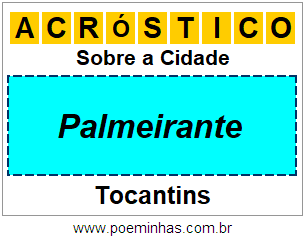 Acróstico Para Imprimir Sobre a Cidade Palmeirante