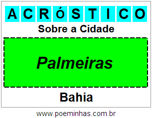 Acróstico Para Imprimir Sobre a Cidade Palmeiras