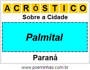 Acróstico Para Imprimir Sobre a Cidade Palmital