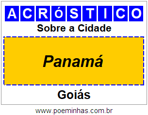 Acróstico Para Imprimir Sobre a Cidade Panamá