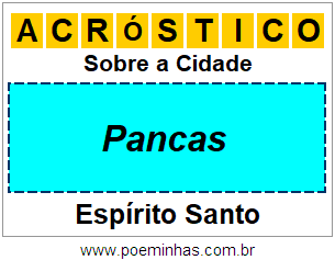 Acróstico Para Imprimir Sobre a Cidade Pancas