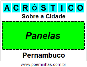 Acróstico Para Imprimir Sobre a Cidade Panelas