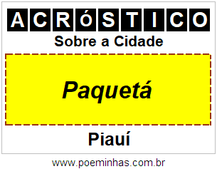 Acróstico Para Imprimir Sobre a Cidade Paquetá