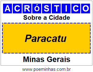 Acróstico Para Imprimir Sobre a Cidade Paracatu