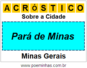 Acróstico Para Imprimir Sobre a Cidade Pará de Minas