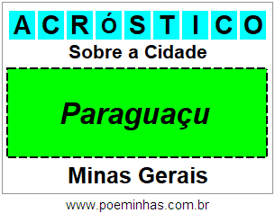 Acróstico Para Imprimir Sobre a Cidade Paraguaçu