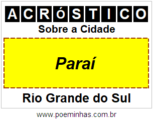 Acróstico Para Imprimir Sobre a Cidade Paraí