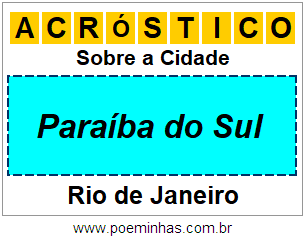 Acróstico Para Imprimir Sobre a Cidade Paraíba do Sul