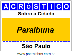 Acróstico Para Imprimir Sobre a Cidade Paraibuna