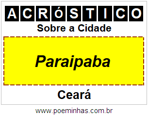 Acróstico Para Imprimir Sobre a Cidade Paraipaba