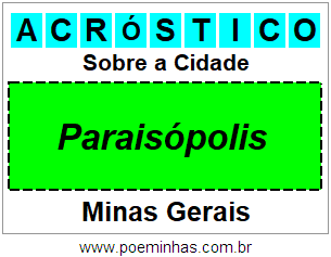 Acróstico Para Imprimir Sobre a Cidade Paraisópolis