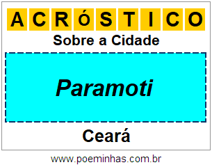 Acróstico Para Imprimir Sobre a Cidade Paramoti