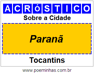 Acróstico Para Imprimir Sobre a Cidade Paranã