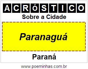 Acróstico Para Imprimir Sobre a Cidade Paranaguá