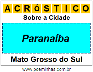 Acróstico Para Imprimir Sobre a Cidade Paranaíba