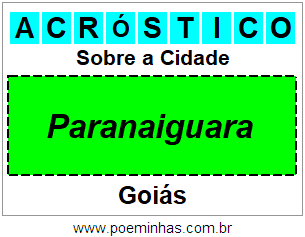 Acróstico Para Imprimir Sobre a Cidade Paranaiguara