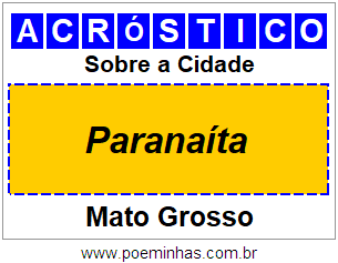 Acróstico Para Imprimir Sobre a Cidade Paranaíta