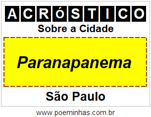 Acróstico Para Imprimir Sobre a Cidade Paranapanema