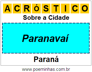 Acróstico Para Imprimir Sobre a Cidade Paranavaí