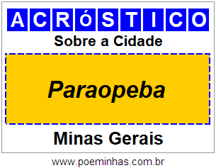 Acróstico Para Imprimir Sobre a Cidade Paraopeba