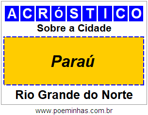 Acróstico Para Imprimir Sobre a Cidade Paraú