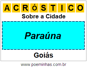 Acróstico Para Imprimir Sobre a Cidade Paraúna