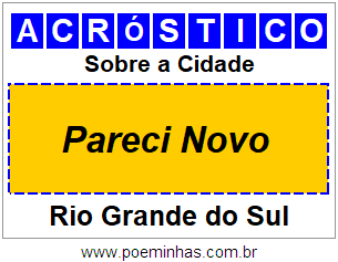 Acróstico Para Imprimir Sobre a Cidade Pareci Novo