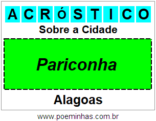 Acróstico Para Imprimir Sobre a Cidade Pariconha