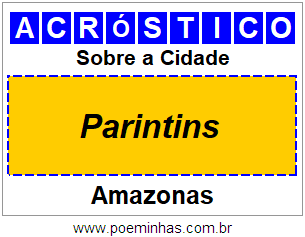 Acróstico Para Imprimir Sobre a Cidade Parintins