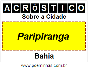 Acróstico Para Imprimir Sobre a Cidade Paripiranga