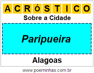 Acróstico Para Imprimir Sobre a Cidade Paripueira