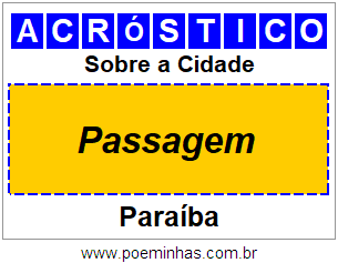 Acróstico Para Imprimir Sobre a Cidade Passagem