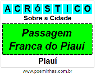 Acróstico Para Imprimir Sobre a Cidade Passagem Franca do Piauí