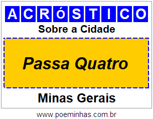 Acróstico Para Imprimir Sobre a Cidade Passa Quatro