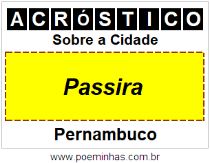 Acróstico Para Imprimir Sobre a Cidade Passira