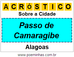 Acróstico Para Imprimir Sobre a Cidade Passo de Camaragibe