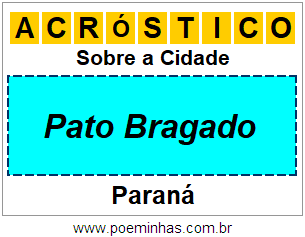 Acróstico Para Imprimir Sobre a Cidade Pato Bragado