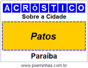 Acróstico Para Imprimir Sobre a Cidade Patos