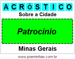 Acróstico Para Imprimir Sobre a Cidade Patrocínio