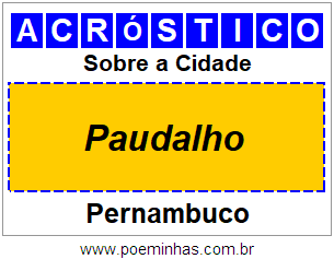 Acróstico Para Imprimir Sobre a Cidade Paudalho