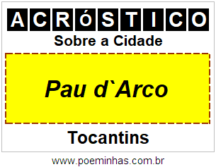 Acróstico Para Imprimir Sobre a Cidade Pau d`Arco