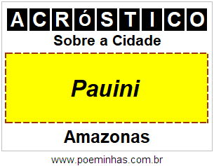 Acróstico Para Imprimir Sobre a Cidade Pauini