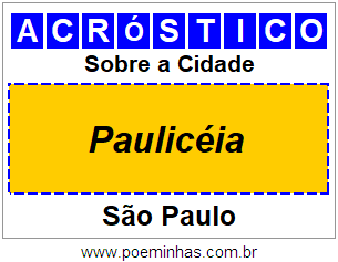 Acróstico Para Imprimir Sobre a Cidade Paulicéia