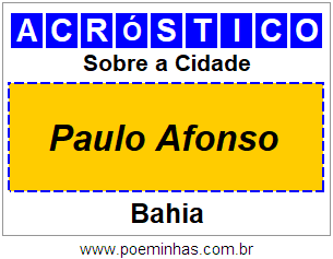 Acróstico Para Imprimir Sobre a Cidade Paulo Afonso