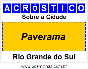 Acróstico Para Imprimir Sobre a Cidade Paverama