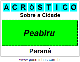 Acróstico Para Imprimir Sobre a Cidade Peabiru