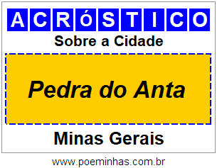 Acróstico Para Imprimir Sobre a Cidade Pedra do Anta