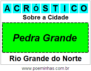 Acróstico Para Imprimir Sobre a Cidade Pedra Grande