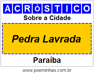 Acróstico Para Imprimir Sobre a Cidade Pedra Lavrada